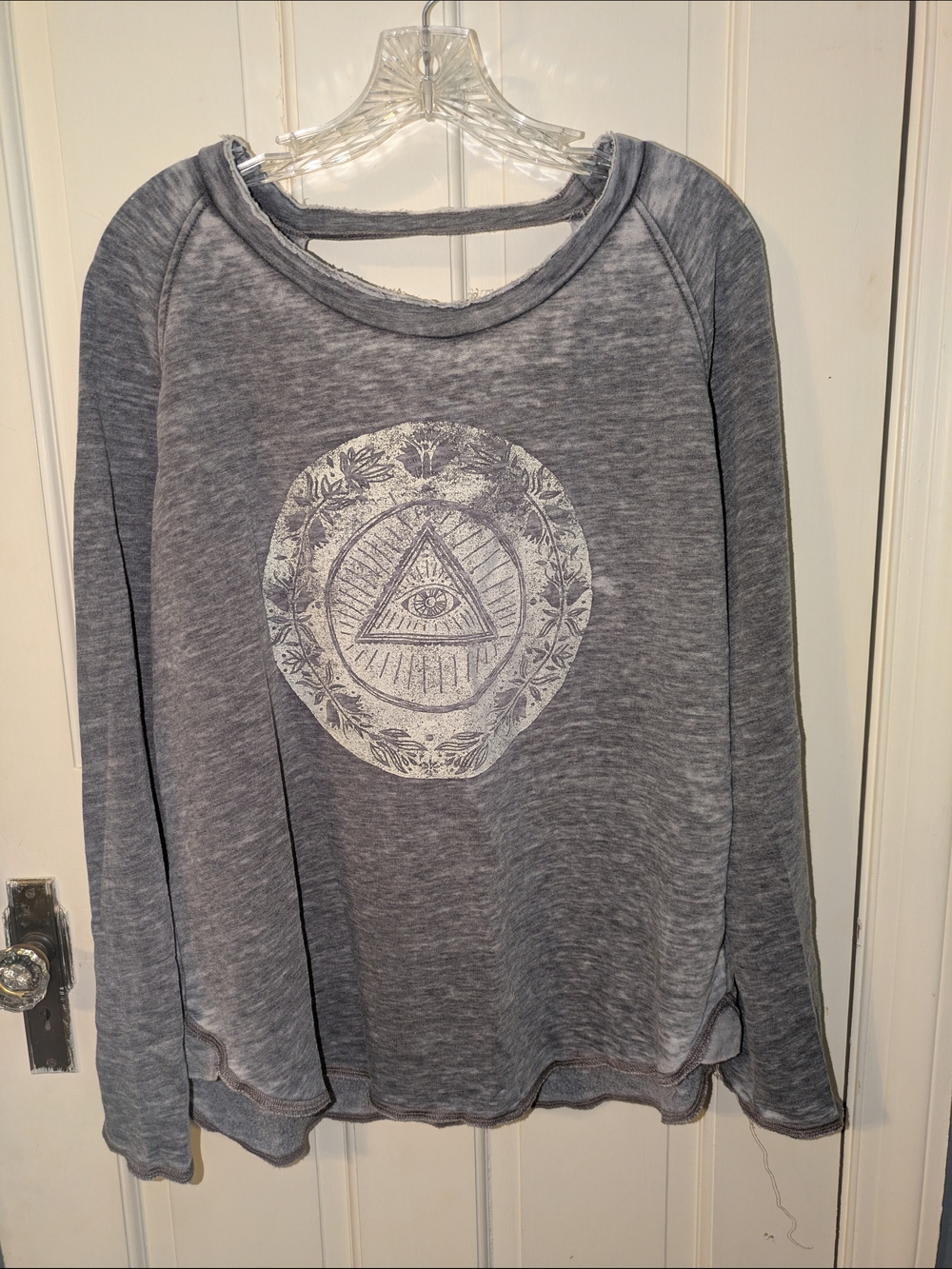 Darling Washed Gray Graphic Pullover Sweatshirt